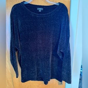 Lord & Taylor Black Chenille Crew Neck Sweater - Size 1X